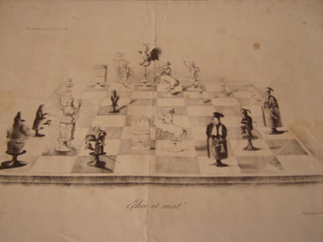 Echec et mat ! - Lithographie originale en noir sur Velin blanc.. Anonyme, dessinateur-lithographe