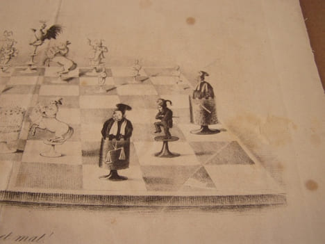 Echec et mat ! - Lithographie originale en noir sur Velin blanc.. Anonyme, dessinateur-lithographe