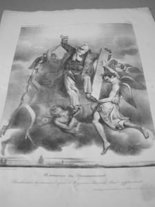 Ascension du Constitutionnel - Lithographie originale en noir sur Velin blanc.