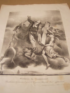 Ascension du Constitutionnel - Lithographie originale en noir sur Velin blanc.