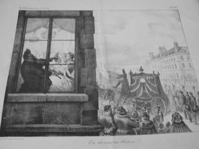 On dansait au Château !!... - Lithographie originale en noir sur Velin blanc.