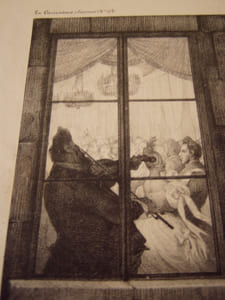 On dansait au Château !!... - Lithographie originale en noir sur Velin blanc.