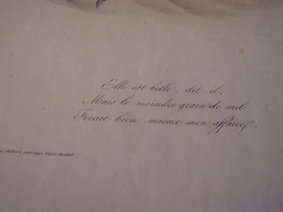 Elle est belle, dit-il, mais le moindre grain de mil ferait bien mieux mon affaire - Lithographie originale en couleur sur Velin blanc.