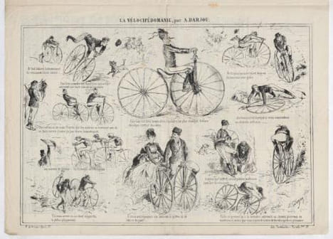 LA VÉLOCIPEDOMANIE, par A. DARJOU. Lithographie. DARJOU.A