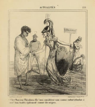 Cher Monsieur Théodore fils! moi considérer vous comme enfant irlandais à / moi ! tous traités également comme des nègres. Lithographie.. Cham (Amédée ...