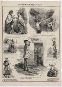Le cable transatlantique français.Lithographie. Cham (Amédée Charles de Noé, dit)