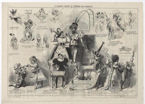 La barbe-bleue au Th&eacute;&acirc;tre des Vari&eacute;t&eacute;s - Lithographie. Hadol, Paul 