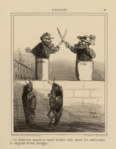 Les hannetons pouvant se croiser les bras cette année, les américains se chargeant de leur besogne.- Lithographie