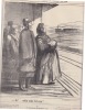 Physionomies prises au Chemins de Fer 1 - Ah !... enfin voila le train ! ... - lithographie originale . Daumier, Honor&eacute;