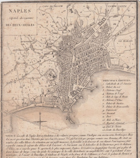 Carte NAPLES capitale du royaume des DEUX-SICILES. 