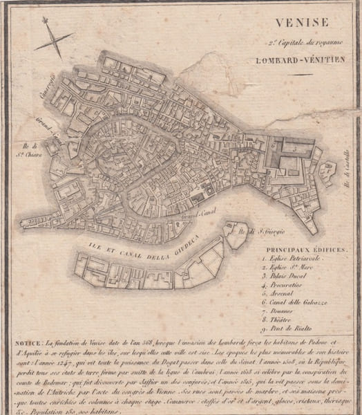 Carte VENISE 2e capitale du royaume LOMBARD - VENITIEN. 