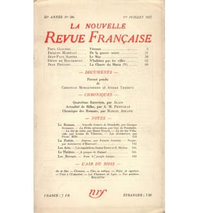 LA NOUVELLE REVUE FRANÇAISE Juillet 1937 - SARTRE, Jean Paul.