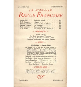 LA NOUVELLE REVUE FRANÇAISE - Décembre 1935- André Gide, F. P. Alibert, Bernard Grasset, Georges Limbour, Paul Léautaud, T. F. Powys