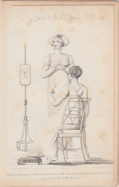 Opera &Full dresses - Nov.1808, N&deg;31 from La Belle Assemblee Fashions for 1808 from La Belle Assemblee. La Belle Assembl&eacute;e or, Bell's Court and ...