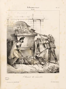 Enlèvement des immondices - Lithographie sur velin blanc.