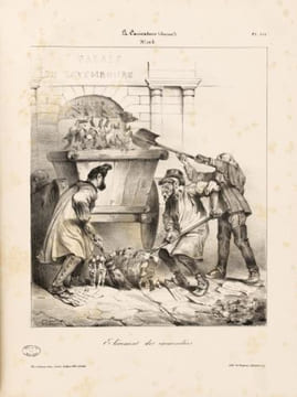 Enlèvement des immondices - Lithographie sur velin blanc. . Grandville , Forest, Eugène-Hippolyte