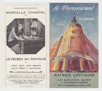 LE PARAMOUNT PROGRAMME MAURICE CHEVALIER dans la grande mare. CINEMA LE PARAMOUNT 