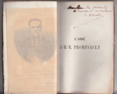 L'ABBE J.-H.-R. PROMPSAULT, NOTICE BIOGRAPHIQUE ET LITTERAIRE. Chapelain de la Maison Impériale des Quinze-Vingts Aveugles de Paris, de 1829 à 1855, ...