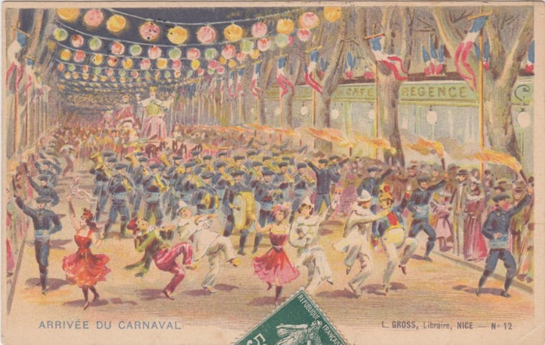 ARRIVEE du CARNAVAL DE NICE cp. GROSS libraire Nice 
