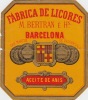 etiquette de liqueur ACEITE DE ANIS. FABRICA DE LICORES BARCELONA