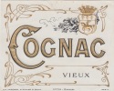 etiquette de COCNAC Vieux Etiquette-chromo originale fin XIXe gauffrée. 