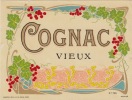 etiquette de COCNAC Vieux Etiquette-chromo originale fin XIXe. 