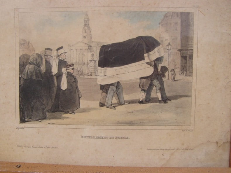 lithographie n&deg; 23 (en noir et en couleurs)  ENTERREMENT DU PEUPLE - Lithographie originale rehauss&eacute;e en couleurs &agrave; la main, [Collection of six ...
