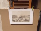 La Colonne Vendome - lithographie sur fond teinté,Paris et ses ruines en mai 1871.Colonne de la Place Vendome ou Colonne de la Grande Armee - ...
