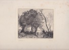 Jean-Baptiste Corot / Felix Bracquemond Gravure À L'Eau-forte : Le Lac . Jean-Baptiste Corot / Felix Bracquemond 