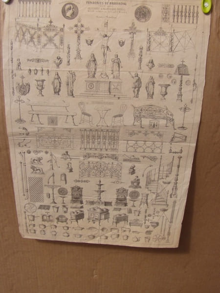 fontes moul&eacute;es, fonderie de Brousseval catalogue en lithographie. Fonderie de Brousseval