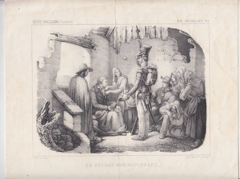 le soldat compatissant - lithographie. 