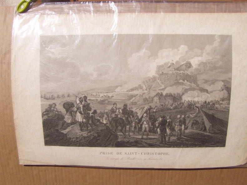 Prise de Saint Christophe. Le Marquis de Bouill&eacute;. 12 f&eacute;vrier 1782] -- Martinet, Fran&ccedil;ois-Nicolas (1731-180.). Dessinateur.. 