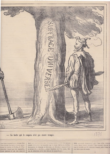 La hache qui le coupera n'est pas encore tremp&eacute;e.- Lithographie -. DAUMIER HONOR&Eacute; -