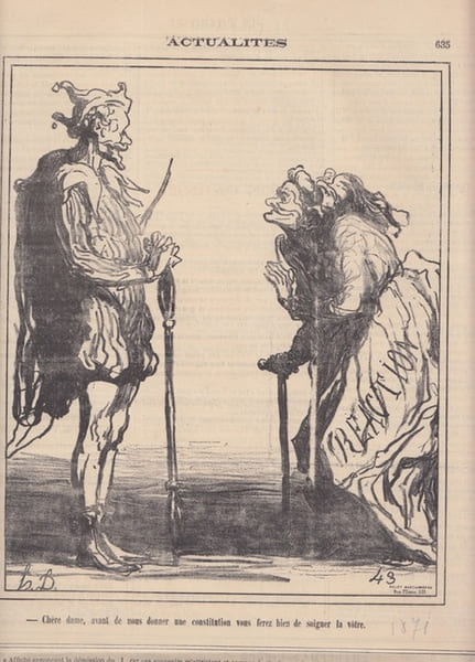 Ch&egrave;re dame, avant de nous donner une constitution vous ferez bien de soigner la v&ocirc;tre- Lithographie originale,. DAUMIER HONOR&Eacute; -
