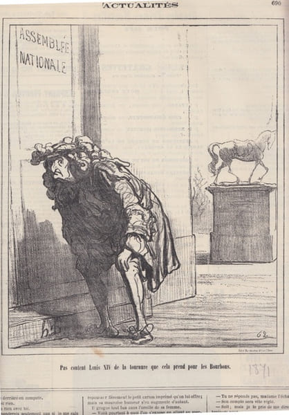 Pas content Louis XIV de la tournure que cela prend pour les Bourbons. (Actualit&eacute;s),Lithographie originale,. DAUMIER HONOR&Eacute; -