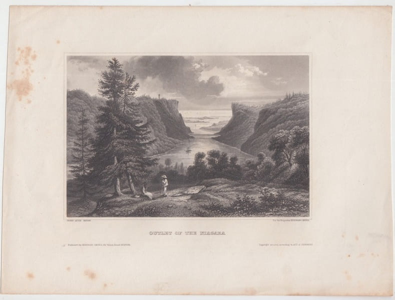 Outlet of the Niagara (B&W engraving).. Niagara Falls