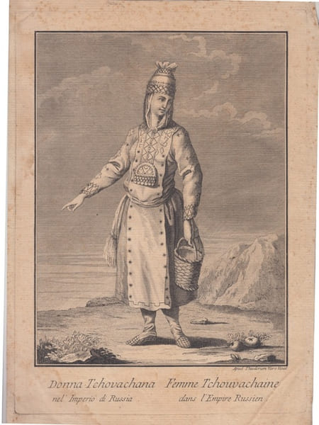 Femme tchouvachine dans l'Empire russe - Gravure Grav&eacute;e par VIERO Teodoro. Grav&eacute; par VIERO Teodoro