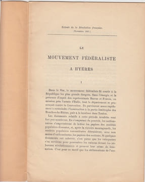 Le Mouvement fédéraliste à Hyères.. Poupé (Edmond)