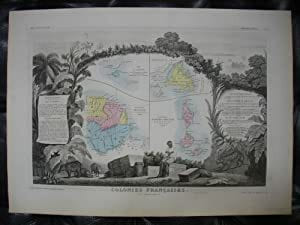 Carte de l'ILE SAINT MARTIN, DE LA GUYANE FRANÇAISE, DE L'ILE DE TERRE NEUVE, DES ILES SAINT PIERRE ETC.