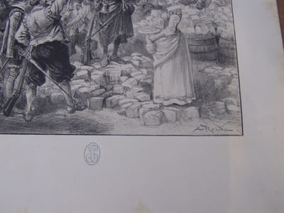 Vive la trés sainte Ligue lithographie originale en noir sur chine collé.