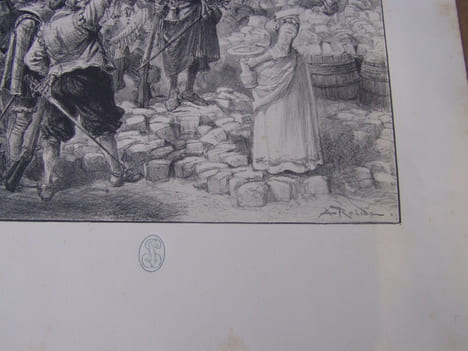 Vive la trés sainte Ligue lithographie originale en noir sur chine collé.. ROBIDA (Albert).