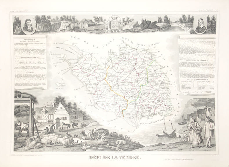 VENDEE,Carte  : DEPARTEMENT DE. LEVASSEUR V.