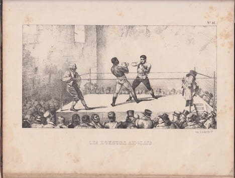 Les boxeurs anglais  lithographie. Lami E. 