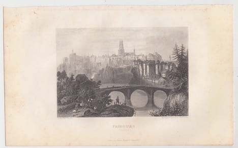 FRIBOURG [ SUISSE ]- Eau forte. SCHROEDER J. [ DESSIN et GRAVURE ]