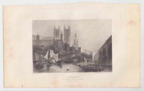 LONDRES Abbaye de WESTMINSTER (Iles britanniques) - Eau forte. SCHROEDER J. [ DESSIN et GRAVURE ]