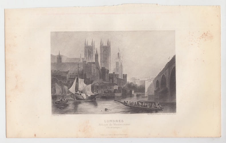 LONDRES Abbaye de WESTMINSTER (Iles britanniques) - Eau forte. SCHROEDER J. [ DESSIN et GRAVURE ]