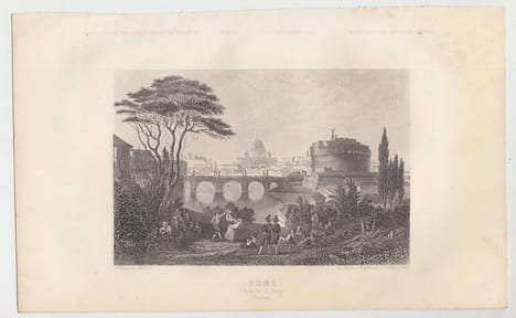 ROME chateau St.Ange (Italie) - Eau forte. SCHROEDER J. [ DESSIN et GRAVURE ]