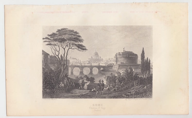 ROME chateau St.Ange (Italie) - Eau forte. SCHROEDER J. [ DESSIN et GRAVURE ]