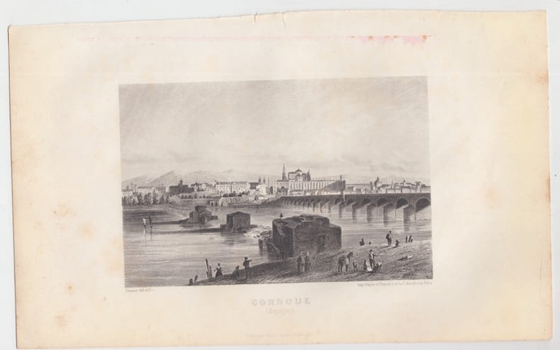 Vue CORDOUE (Espagne) GRAVURE - Eau forte . Saunier