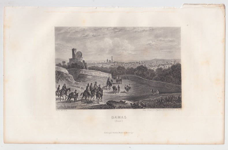 DAMAS (Asie)-  Eau forte Gravure originale en taille-douce sur acier dessin&eacute;e par Aubert, grav&eacute;e par Aubert. . Aubert,